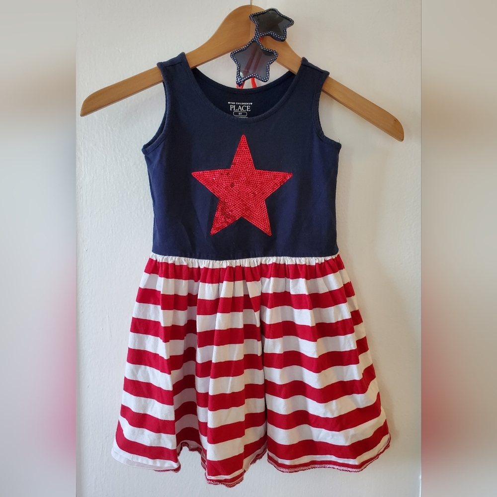 The Children's Place Americana Sleeveless Knit Dress With Star Sunnies Size 5T